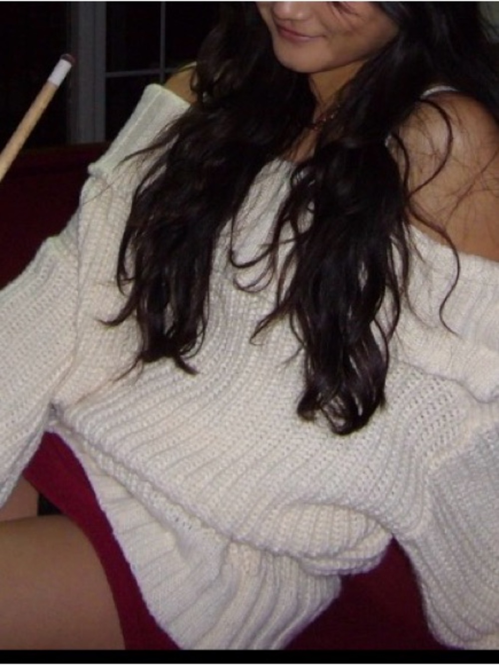 Chunky Off-Shoulder Cream Knit Sweater